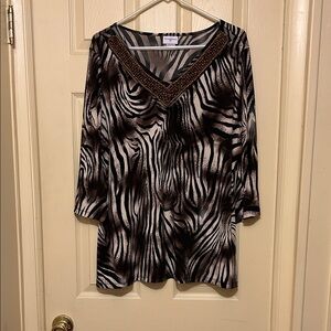 Jaclyn Smith Black and Brown Zebra Print Blouse